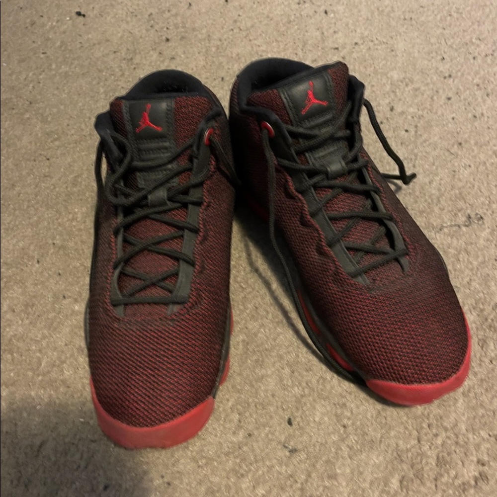 Red and black Jordans